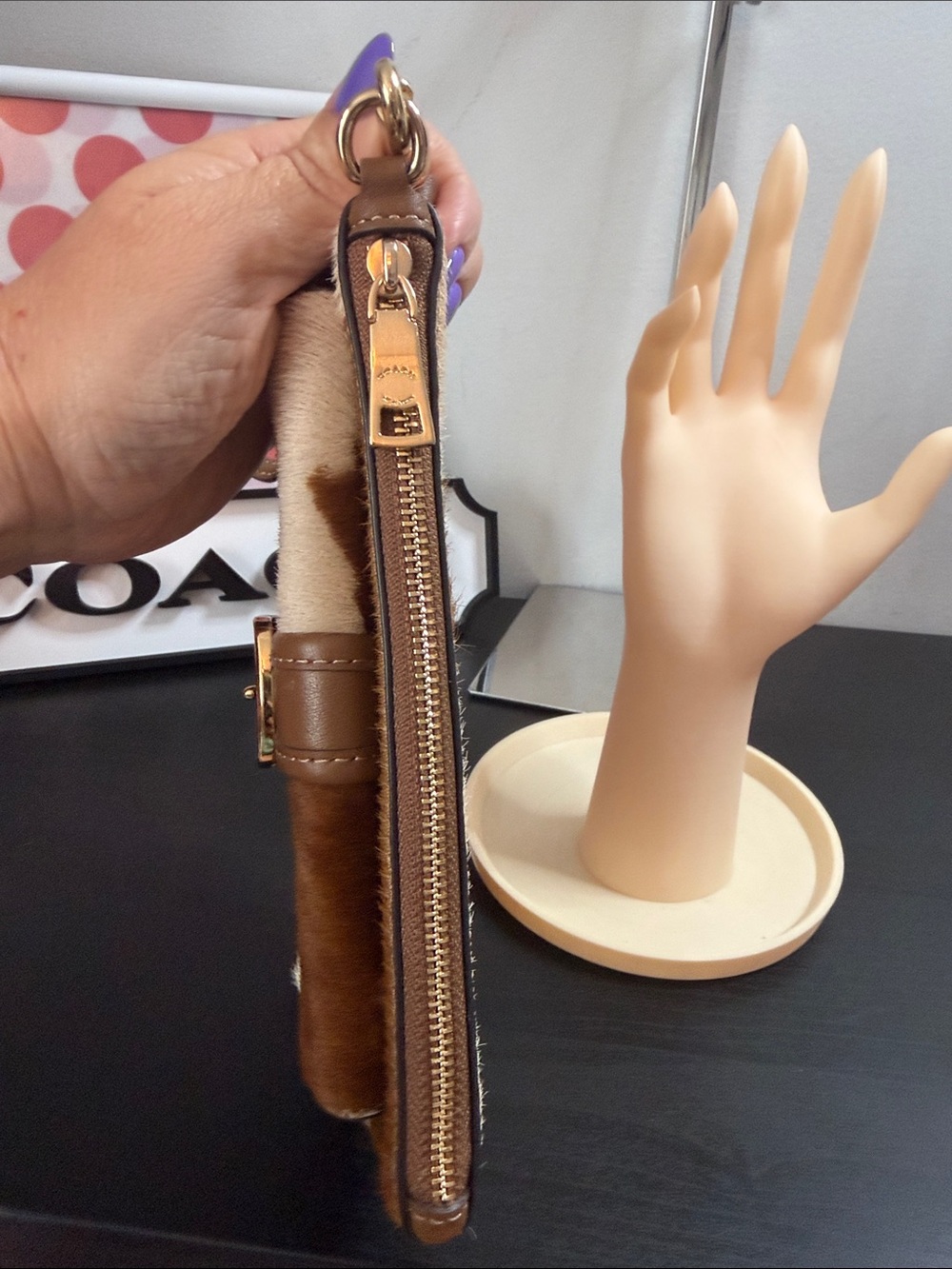 Coach Aston Calf Hair Buckle Wristlet - Picture 7 of 10